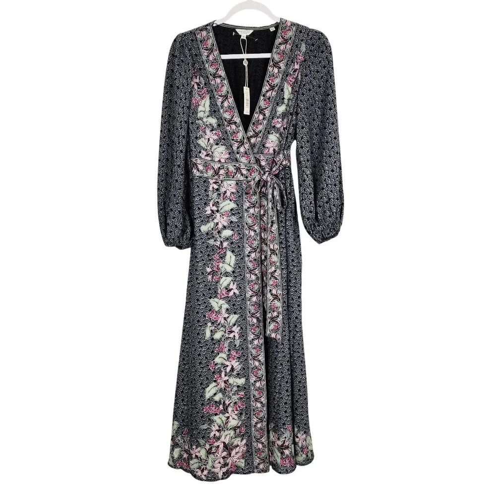 Max Studio London XS Floral Wrap Maxi Dress With Puff Sleeves - Picture 11 of 13
